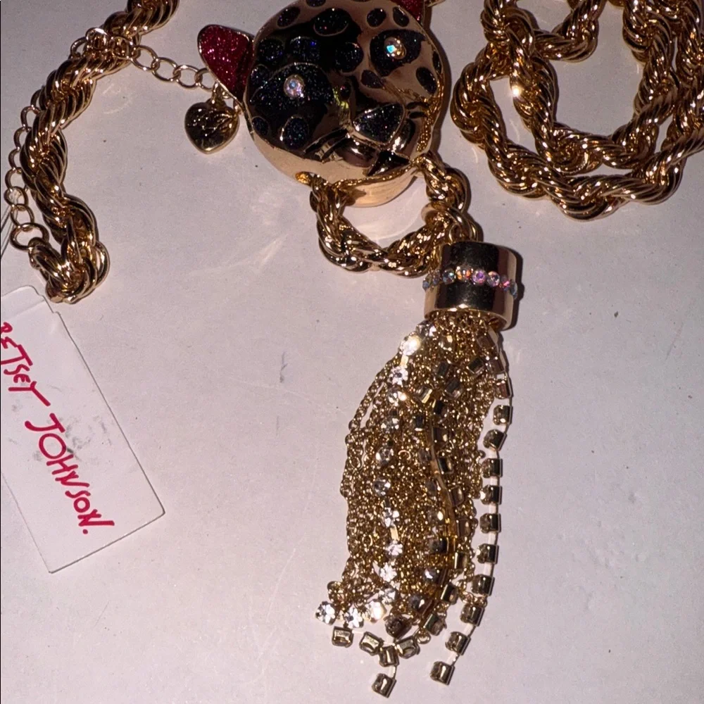 Betsey Johnson Gold Leopard Pendant Necklace NWT - Picture 4 of 13